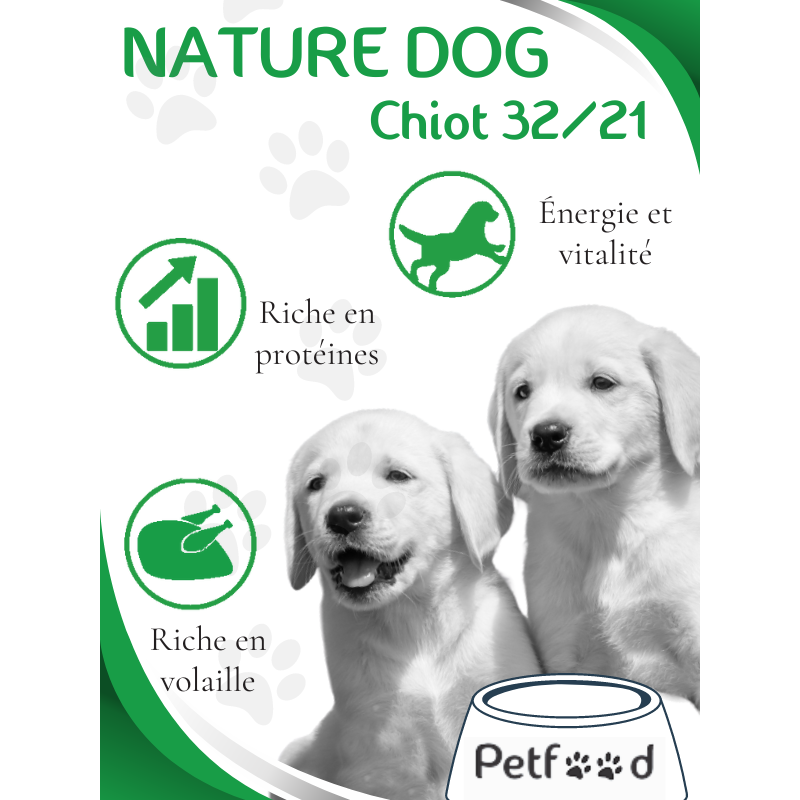 Croquettes Chiot 32/21 Nature Dog 15kg