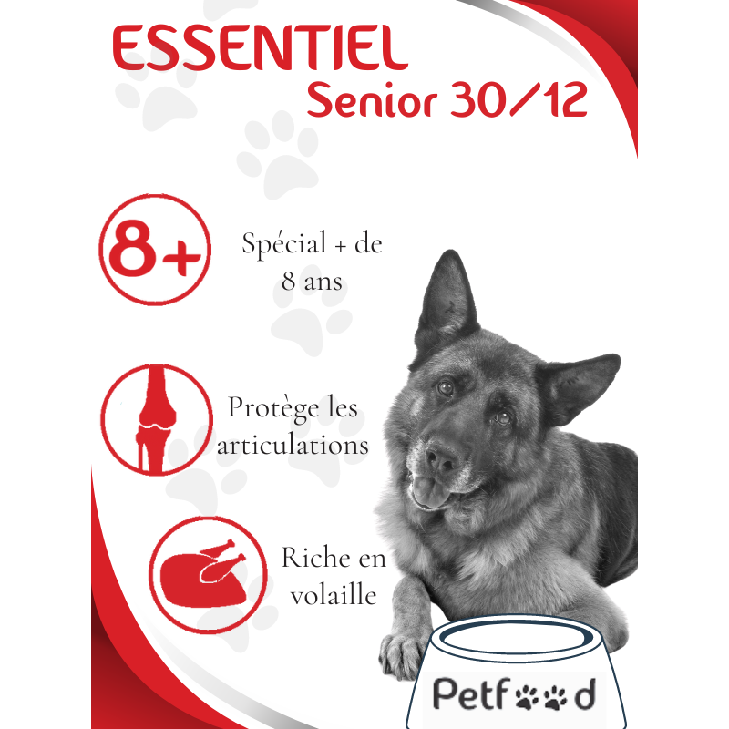 Croquettes Essentiel Senior 30/12 Low Grain Nature Dog 15kg