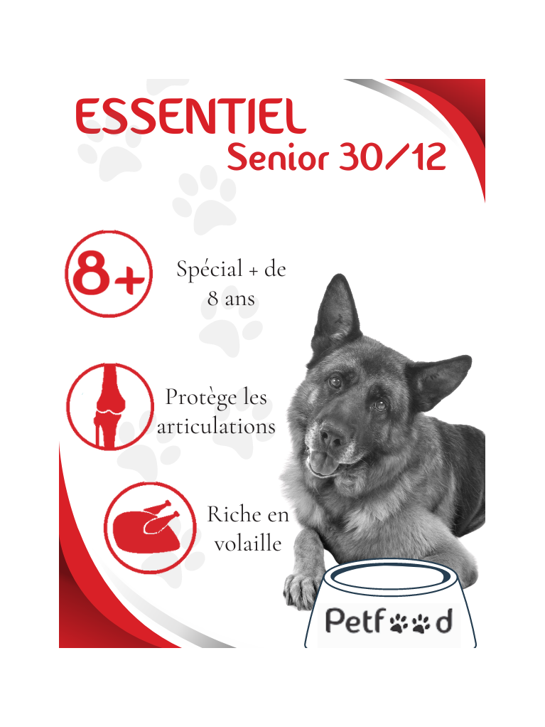 Croquettes Essentiel Senior 30/12 Low Grain Nature Dog 15kg