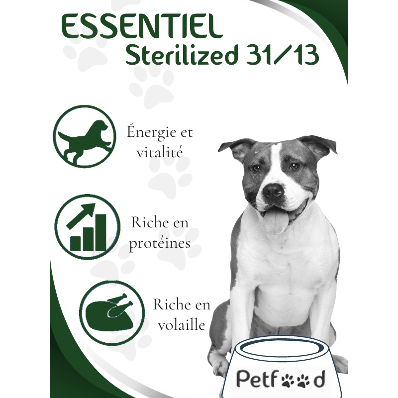 Croquettes Essentiel Stérilisé 31/13 Low Grain Nature Dog 15 kg