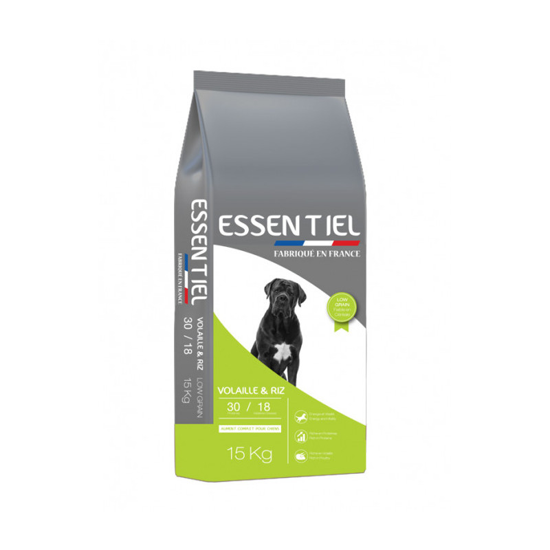 Croquettes Essentiel Volaille et Riz 30/18 Low Grain Nature Dog 15Kg